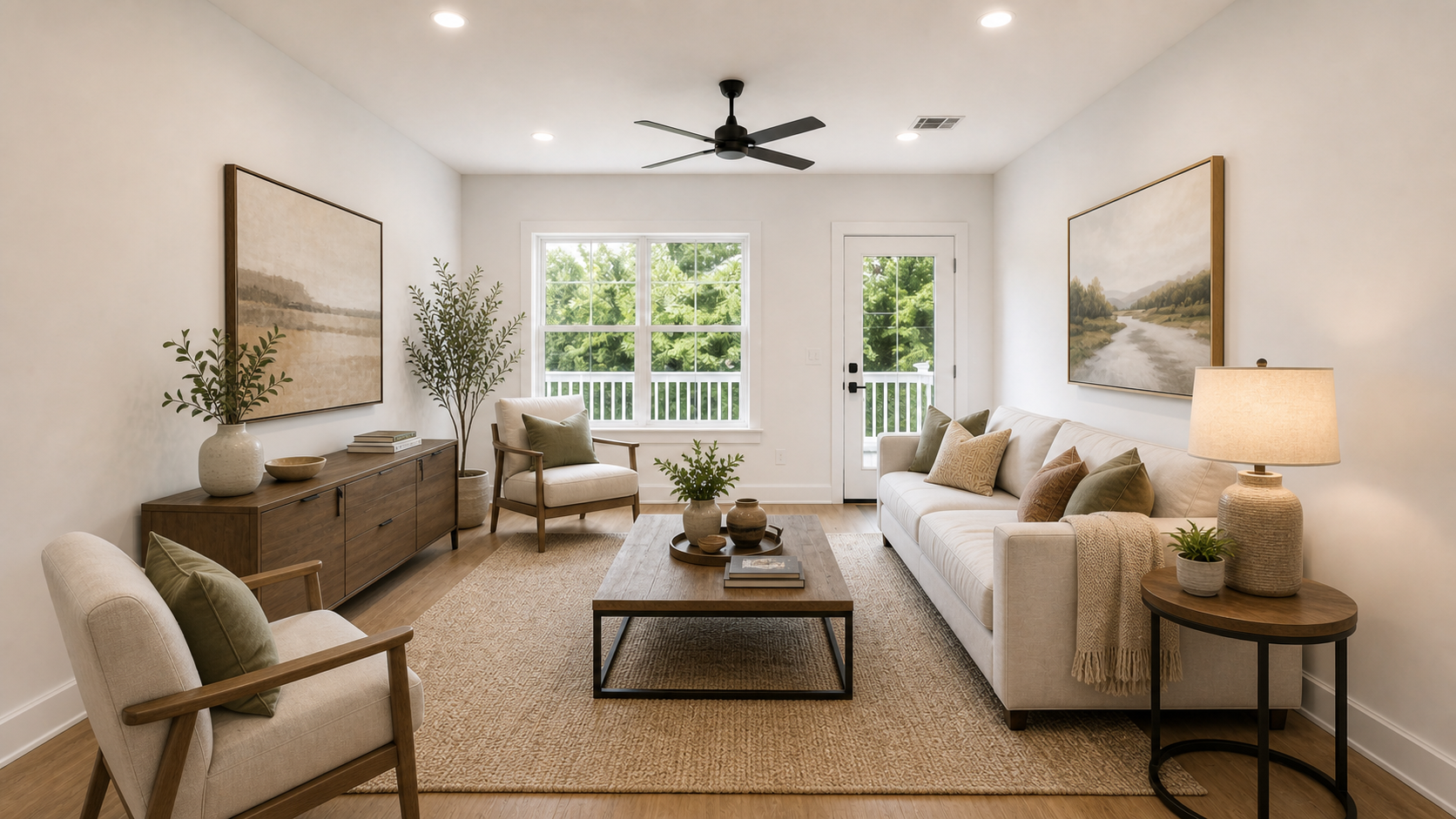 Living room after AI virtual staging for a real estate listing