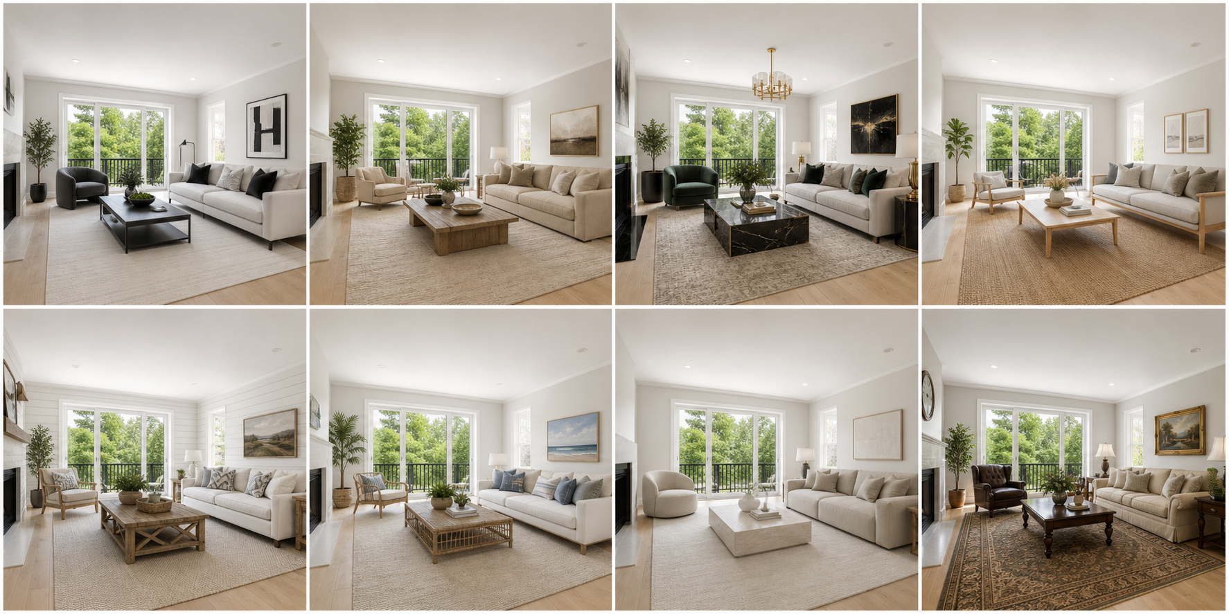 Contact sheet of virtual staging style options
